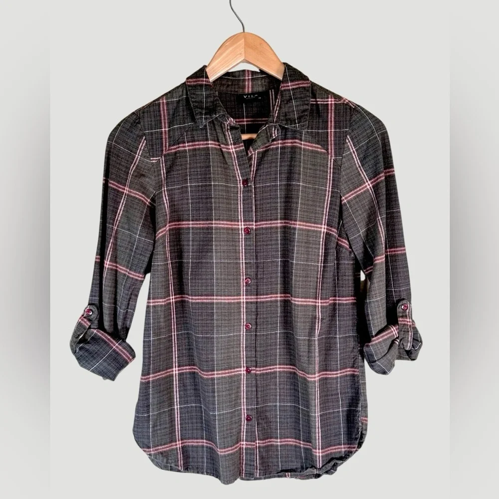 VILA Women’s Plaid Button Down Shirt in 100% cotton - Picture 8 of 8